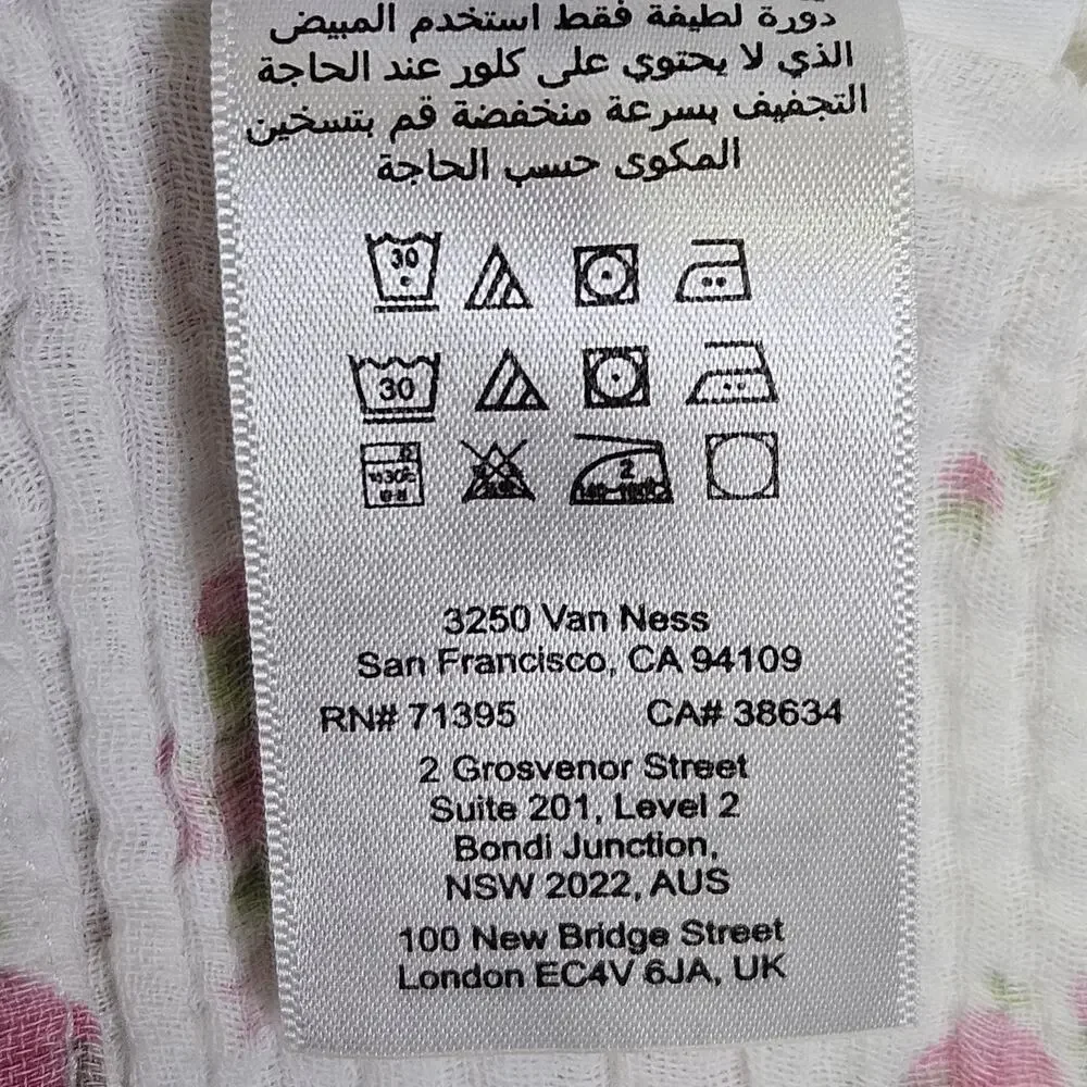 Pottery Barn Rachel Ashwell Baby Blanket Organic Cotton Gauze White Pink Floral